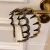 Diadema de Peluche Estilo Coreano Estampado de Leopardo Diadema Ondulada para Mujer Esponjosa Cara de Calavera Alta Diadema para Lavar el Cabello Pasador Accesorios para el Cabello
