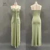Estação Independente Transfronteiriça Europeia e Americana Novo Verão 2025 Top Tubo Plissado Sexy Elegante Saia Longa que Cobre o Quadril Roupa Feminina