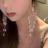 Pendientes largos con borlas y perlas de circón, estilo corte francés, elegantes pendientes retro de alta gama que combinan con todo, venta al por mayor