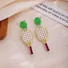 Pendientes de Dibujos Animados Creativos Transfronterizos Europeos y Americanos Sentido Avanzado Pendientes de Bola de Tenis de Béisbol Estilo Deportivo Pendientes de Costura