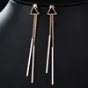 Pendientes Largos Sencillos de Plata de Ley Coreana con Borla Triangular, Elegantes, Combinan con Todo, para Eventos Sociales, Estilo Super Hada, Nuevos Pendientes 2019