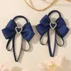 El producto transfronterizo más vendido de Amazon: Goma para el pelo de diamante en forma de corazón con cintas para la temporada de regreso a clases, accesorio para el pelo de lazo estilo universitario 5638
