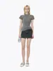 ¡Chuwo STUDIO! Top de Punto Manga Corta Cuello Medio Adornado con Perlas y Diamantes Serie Galaxia, Top de Moda Ajustado