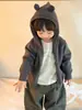 Ropa para Bebé Niño Otoño Cárdigan de Punto con Capucha Oso Pequeño Chaqueta 2026 Estilo Coreano Ropa Infantil Conjunto de Pantalones Casuales para Niños