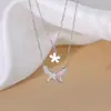 Exquisito collar de mariposa apilado de doble capa para mujer, moda, lujo ligero, diseño de nicho, cadena para la clavícula de alta calidad, Nueva Moda
