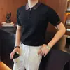Nova Camisa Polo Masculina de Zíper para o Verão 2026, Manga Curta, Tricô Texturizado, Corte Slim, Respirável, Top Tendência, Venda por Atacado Disponível