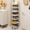 Zapatero para entrada de casa, estante pequeño estrecho para zapatos, simple estante de hierro artístico de múltiples capas estrecho para interiores, zapatero individual para entrada