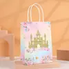 Bolsa de regalo de cumpleaños, bolsa de papel kraft de dibujos animados, bolsa de embalaje para llevar, bolsa para envolver regalos de fiesta infantil, bolso