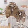 Conjunto de Forro Polar para Niños Tendencia Niños Chal Grueso Invierno 2025 Nuevo Conjunto Casual de Forro Polar de Manga Larga para Niños
