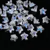 Cuentas de Flor Trompeta Estrella de Cinco Puntas de Vidrio Degradado, Cuentas de Flor de Cinco Pétalos con Agujero Central, Abalorios Sueltos para Horquillas, Pendientes, Pulseras Estilo Antiguo DIY