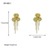 Pendientes Largos con Borlas Doradas de Nuevo Estilo Europeo y Americano de Lujo con un Toque de Lujo Ligero y de Gama Alta, Pendientes Florales Exagerados y Grandiosos al por Mayor