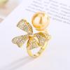2024 Shengsheng Joyería Nuevo Anillo de Lazo de Moda con Perla, Chapado en Oro con Base de Cobre para Mujer 12 mm