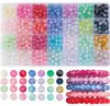 Set de 24 Rejillas de Cuentas Redondas de Vidrio de 8 mm, Cuentas Jelly, Cuentas Burst, Accesorios para Pulseras de Joyería Hecha a Mano DIY