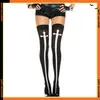 Meias Longas Estampadas com Xiyin Amazon Halloween Meias Atacado Transfronteiriço Meias Acima do Joelho Caveira Retrô