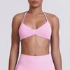 Sutiã Esportivo Cruzado de Cor Sólida Liso Lindo Costas Apertadas Alta Elasticidade Decote Halter para Corrida Fitness Yoga Feminino