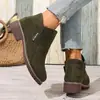 Botines retro de ante sintético con cremallera lateral, tacón medio grueso, suela de goma duradera, adecuados para el uso diario, suministrados para comercio exterior, para mujer