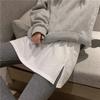 Falda blanca pequeña de color liso con abertura para el verano 2021 con borde blanco Camiseta con dobladillo falso T958#