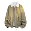 Chaqueta de algodón de lana de cordero para hombre de otoño e invierno, chaqueta cálida con forro polar, ropa de trabajo casual americana para parejas, abrigo con cuello de solapa, holgada y moderna