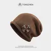 Gorro de Punto Holgado Estilo Coreano Retro con Puño Cruzado para Circunferencia de Cabeza Grande para Mujer, Otoño e Invierno, Adelgazante, Elegante, Versátil, de Moda