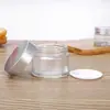 Frasco de Vidro Transparente para Creme, Frasco Vazio com Tampa, Frasco Dosador Cosmético, Frasco de Amostra para Creme Facial, Frasco Portátil para Creme para os Olhos, Pote para Máscara Facial