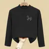 Camiseta de manga comprida para meninas, novo estilo outono/inverno, segunda pele infantil, gola alta meia-lua de veludo alemão, blusa macia escovada para meninas pequenas