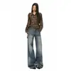 Jeans Wide Leg Lavado Retrô Estilo Hong Kong Laranja Infantil para Mulheres, Caimento Solto, Emagrecimento, Valoriza a Silhueta, Único, Versátil, Calça Comprida.