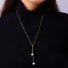 Collar de Cadena para Clavícula con Borlas Largas de Perla Artificial de Temperamento Coreano Diseño de Nicho Cadena Ajustable Deslizante Cadena