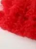 Vestido de malla roja multicapa con retazos para niñas, adecuado para fiestas de cumpleaños, celebraciones del primer cumpleaños y como un vestido festivo estilo princesa