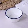 Cerámica esmaltada pintada a mano con línea azul vajilla cuenco de arroz retro cuenco para salsa doméstico nórdico cuenco pequeño para sopa cuenco pequeño creativo