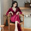 Pijama Feminino Outono e Inverno Novo Estilo Veludo Manga Longa Calça Longa Conjunto de Renda Moda para Transmissão ao Vivo Amplo Roupa de Casa