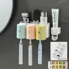 Hogar Juego de Cepillos de Dientes Color Macarrón Portacepillos de Dientes Montado en Pared sin Perforaciones Portacepillos de Dientes Enjuague Bucal