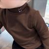 Camiseta Interior de Terciopelo de Media Cuello Alto para Niños y Niñas en Otoño e Invierno, Tops de Dibujos Animados Casuales y Versátiles, Camisetas de Manga Larga para Niños Talla Mediana y Grande