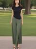 Pantalones de falda holgados de talla grande, pantalones elásticos de cintura alta y pierna ancha, pantalones casuales de verano a la moda para mujer, pantalones de falda, pantalones al por mayor
