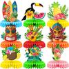 Suministros de decoración para fiestas hawaianas, decoración de panal con flamencos hawaianos, decoración de escritorio para fiestas, mesa de panal