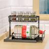 Estante de Almacenamiento de Cocina de Doble Capa para Encimera, Instalación Libre, Extensible, Estante para Almacenamiento de Condimentos, Estante para Condimentos de Aceite, Sal, Salsa y Vinagre