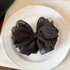 Grampo de banana elegante com laço de bolinhas estilo coreano para mulheres, grampo fofo para rabo de cavalo alto, clipe vertical versátil para a nuca, acessório de cabelo