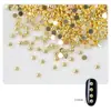 100 Adornos Metálicos para Uñas de Minerales Dorados y Plateados Remaches Metálicos de Semicírculo Accesorios para Uñas Base Plana Hemisferios Sólidos Bolas de Acero
