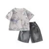Conjunto de Ropa de Verano para Niños 2025 Conjunto de Dos Piezas de Manga Corta con Letras Inglesas de Verano para Edades 1-2-3 Ropa Infantil al por Mayor Moderno