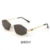 Gafas de sol metálicas de medio aro con forma de rombo, a la moda, estilo Xiaohongshu, para mujer, protección solar UV anti-rayos, de alta gama