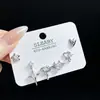 SLBABY exquisitos aretes pequeños con incrustaciones de diamantes, tres pares, aguja de plata s925, elegantes, simples, aretes múltiples