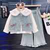 Ropa para Niños al por Mayor Trajes para Niñas Primavera y Otoño 25 Nuevo Moda para Bebés Niñas Pequeñas Estilo Coreano Mezclilla Conjunto de Tres Piezas