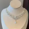 Collar para Fiesta de Noche para Mujer, Collar de Lujo con un Toque de Alta Gama, Exagerado Collar Brillante de Circonita, Cadena Clavicular de Nicho de Lujo Ligero