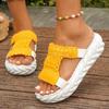 Transfronterizo Nuevo talla grande Suela gruesa Ligeras Pantuflas tejidas Zapatos de mujer Nuevo Europeo y americano Casual Lana Punta redonda Sandalias romanas