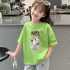 Camiseta de Manga Curta para Meninas Verão 2026 Novo Estilo Camiseta de Verão Estilosa de Algodão Puro para Meninas Top de Verão de Manga Meia-Manga para Crianças