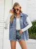 Comércio Exterior Europeu e Americano Feminino Transfronteiriço Amazon Novo Colete Jeans Colete de Ombro Tendência da Moda Feminina Colete Jeans Sem Mangas