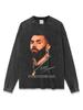 Camiseta de Manga Corta Estampada Benima Karim Benzema Estilo Retro Americano Transfronteriza Sudadera con Capucha Versátil Cuello Redondo Pesado