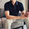 Tiktok Dropshipping Verão 2026 Camisa Polo Masculina Respirável Confortável de Manga Curta Marca da Moda Camiseta Masculina com Meio Zíper e Gola Dobrável