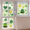 Brup Pegatinas Decorativas de Trébol de Cuatro Hojas Irlandés Amor Tienda Escaparate Decoración de Fiesta Pegatinas Estáticas Br-Jd4862C