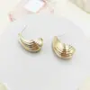 Pendientes Elegantes Sencillos Metal Gotas de Agua Textura de Concha Pendientes de Mujer Pendientes Comodín Diario C266