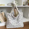 Bolsa tote de lona com estampa de estrela vintage descontraída para mulheres, estilo coreano, casual para o dia a dia, grande capacidade, bolsa de ombro versátil para o trabalho